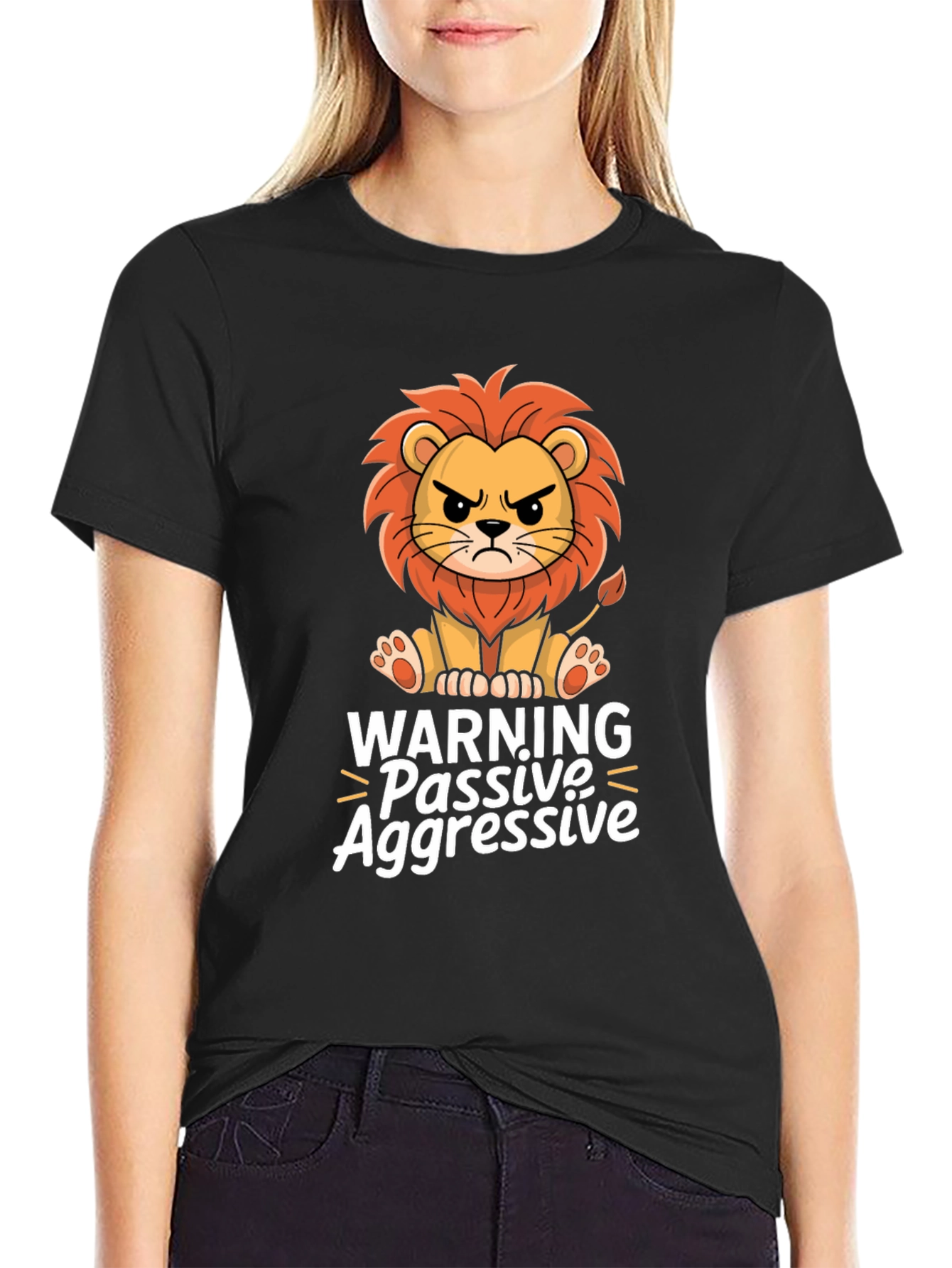 Warning Passive Aggressive Lion Graphic T-Shirt
