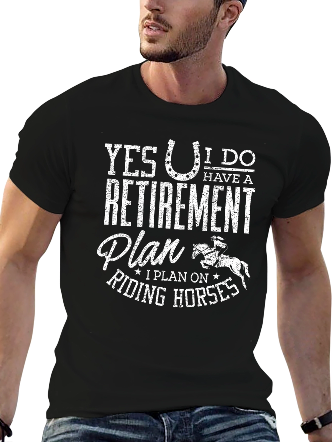 Retirement Plan Horse Riding Black T-Shirt