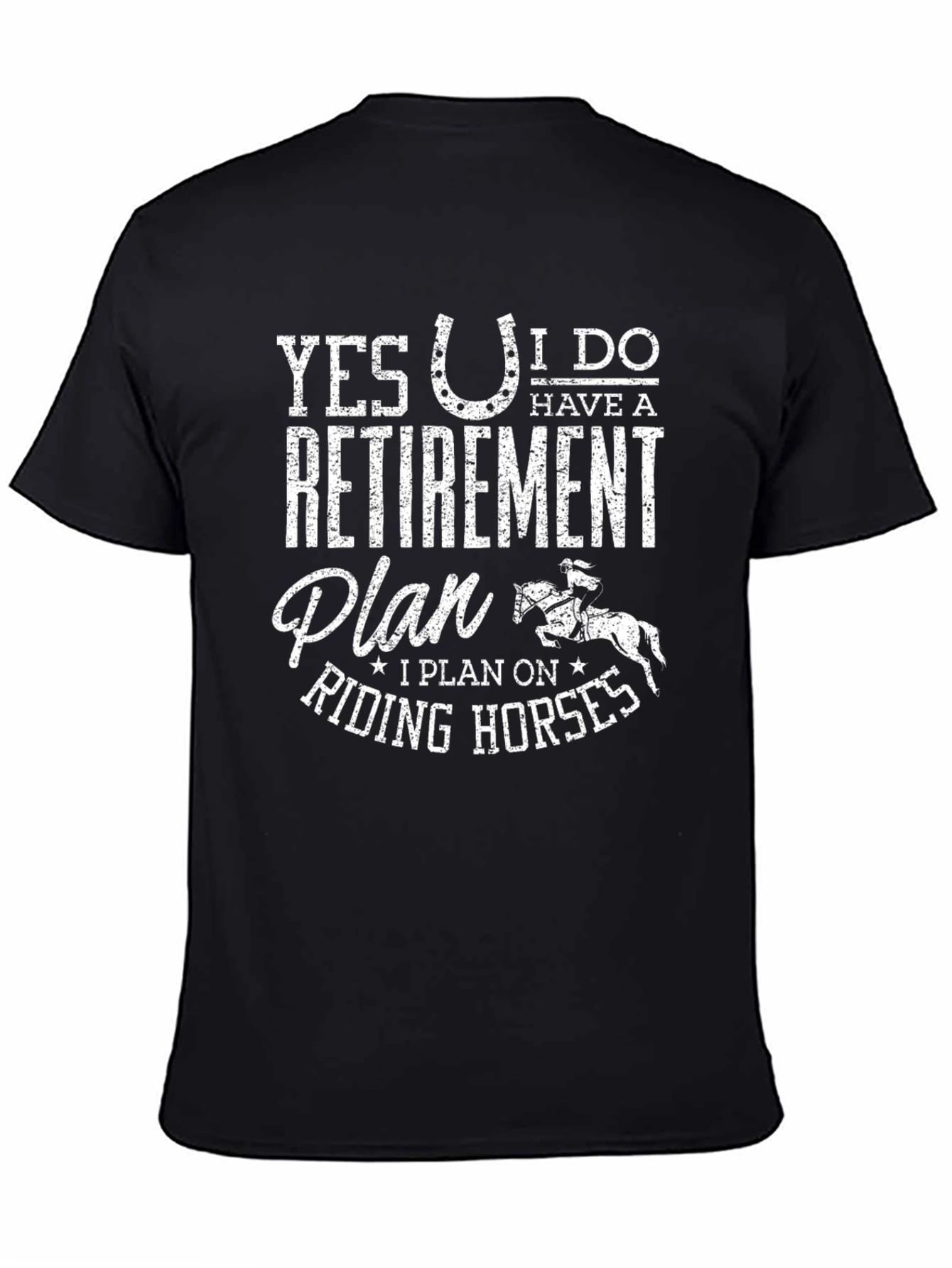 Retirement Plan Horse Riding Black T-Shirt