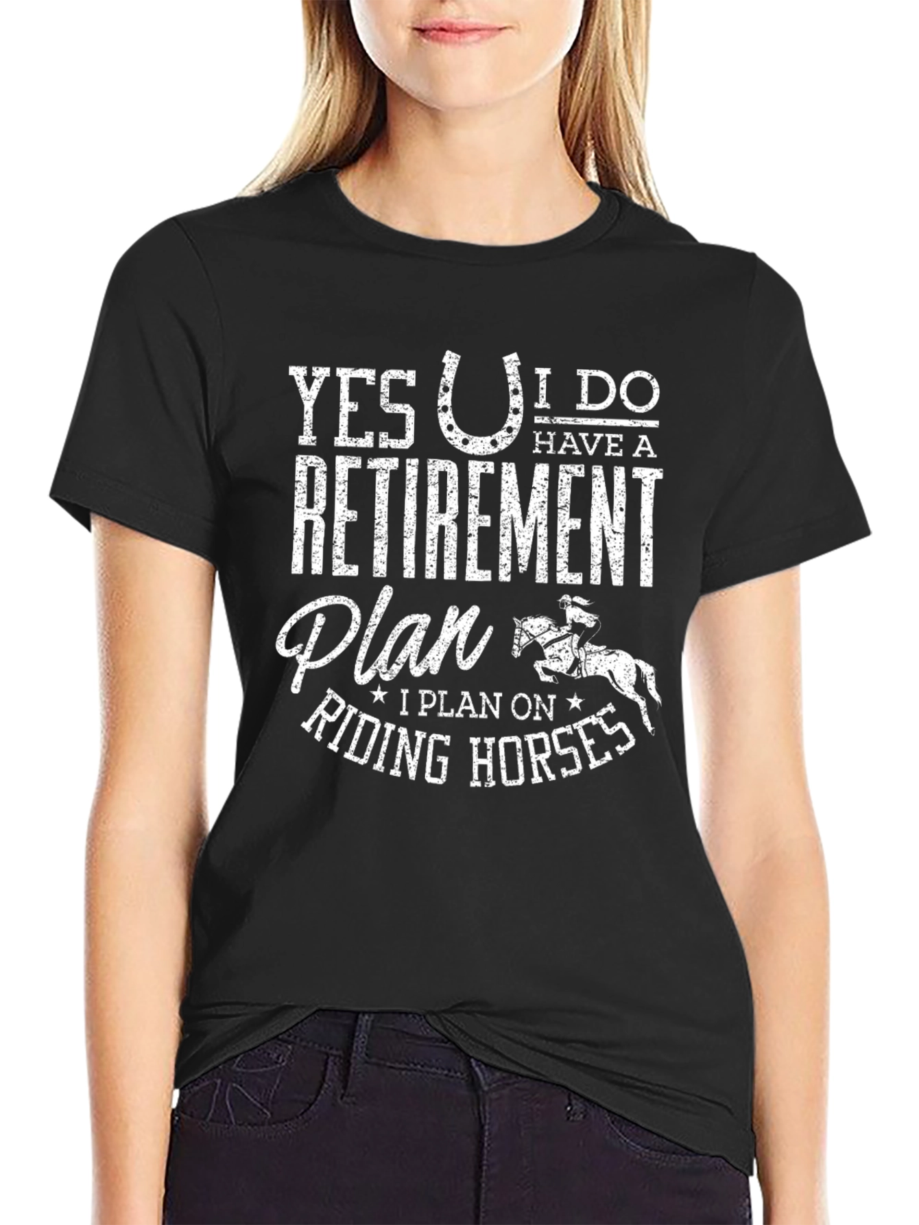 Retirement Plan Horse Riding Black T-Shirt