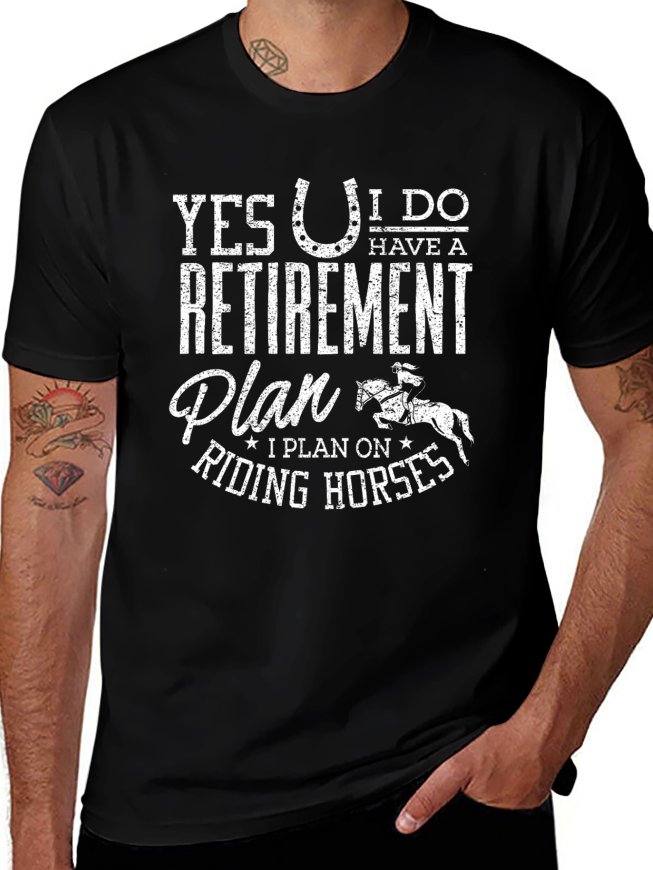 Retirement Plan Horse Riding Black T-Shirt