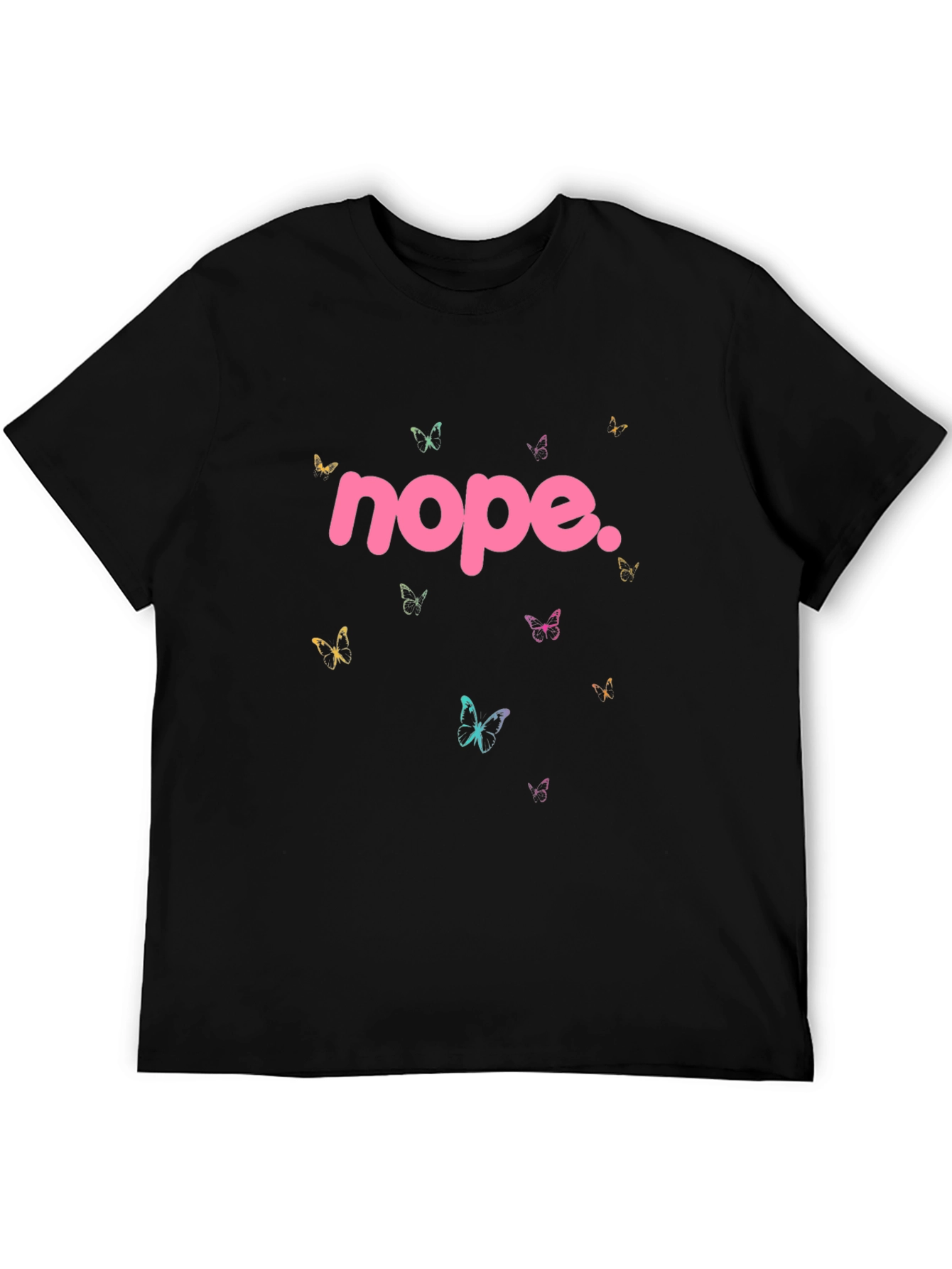 Nope Butterfly Graphic Tee - Trendy Casual Style