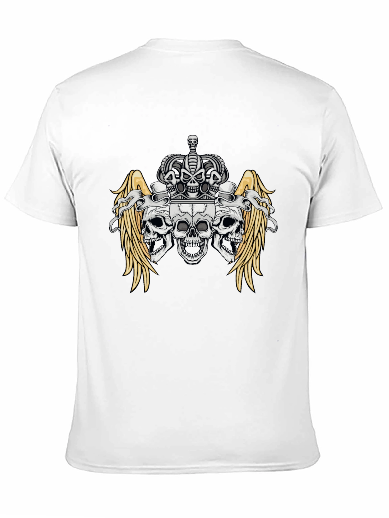 Skull Crown Wings Graphic Black T-Shirt