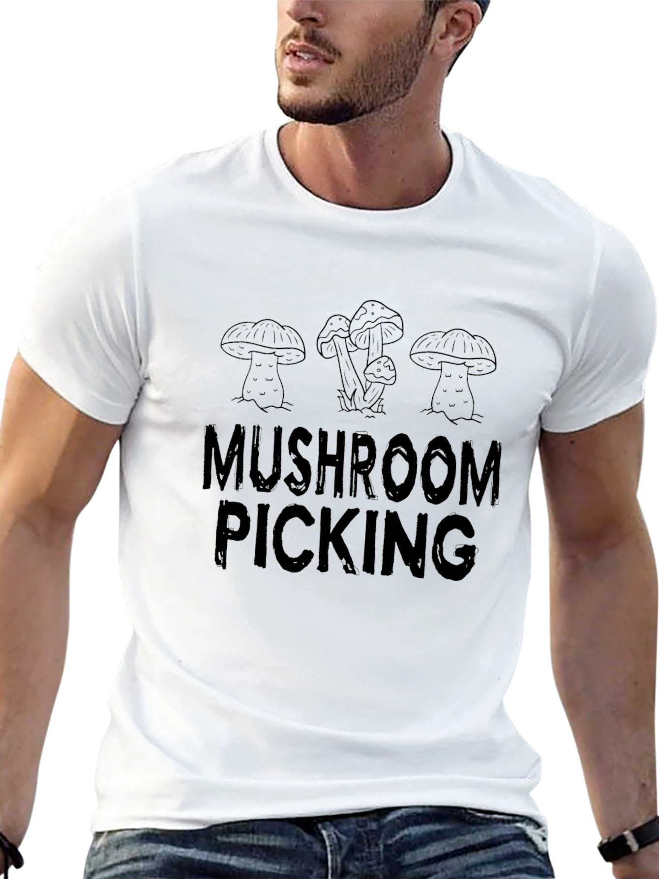 Mushroom Picking Graphic T-Shirt - Black