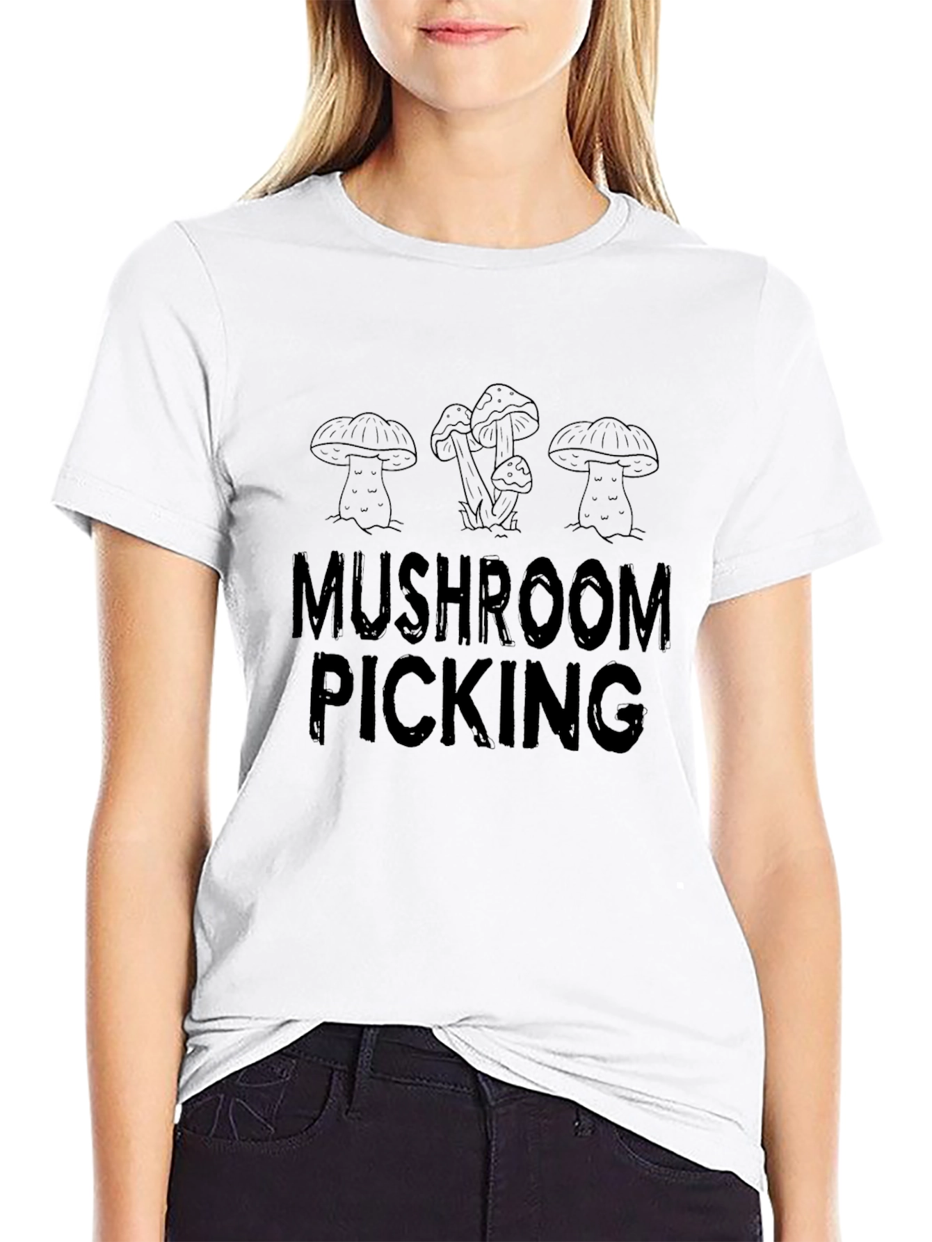 Mushroom Picking Graphic T-Shirt - Black
