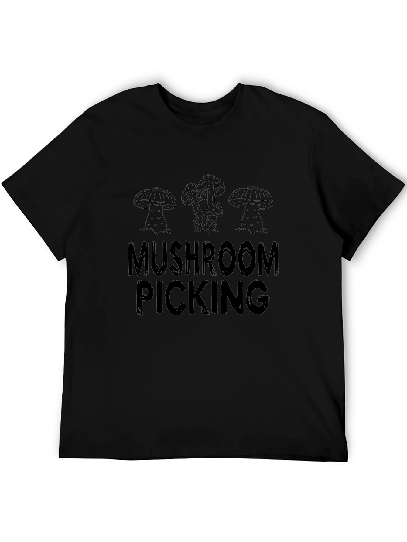 Mushroom Picking Graphic T-Shirt - Black
