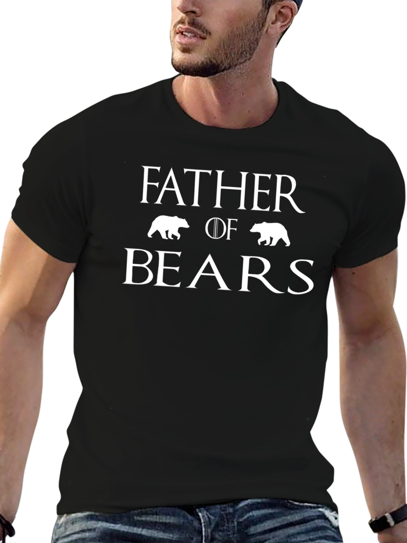 Father of Bears Graphic T-Shirt - Black Cotton Tee