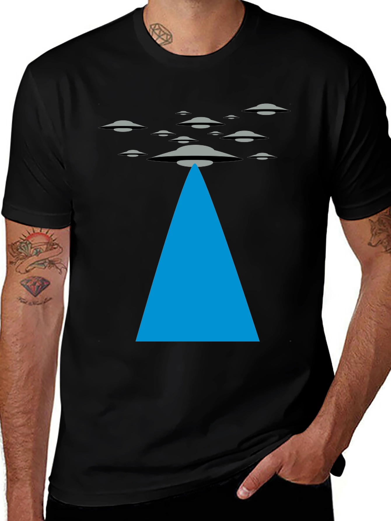 UFO Abduction Black T-Shirt