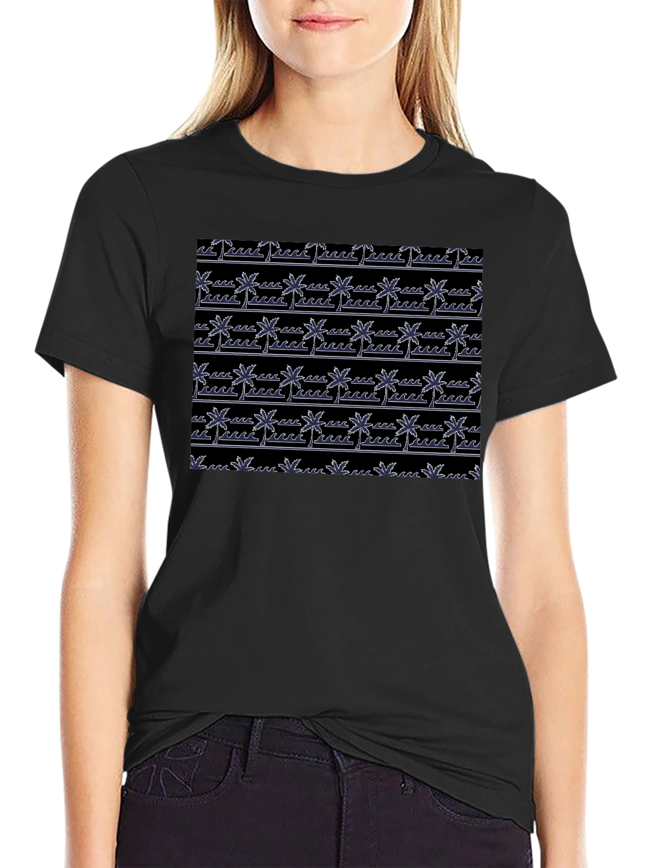 Tropical Palm Tree Beach Pattern T-Shirt
