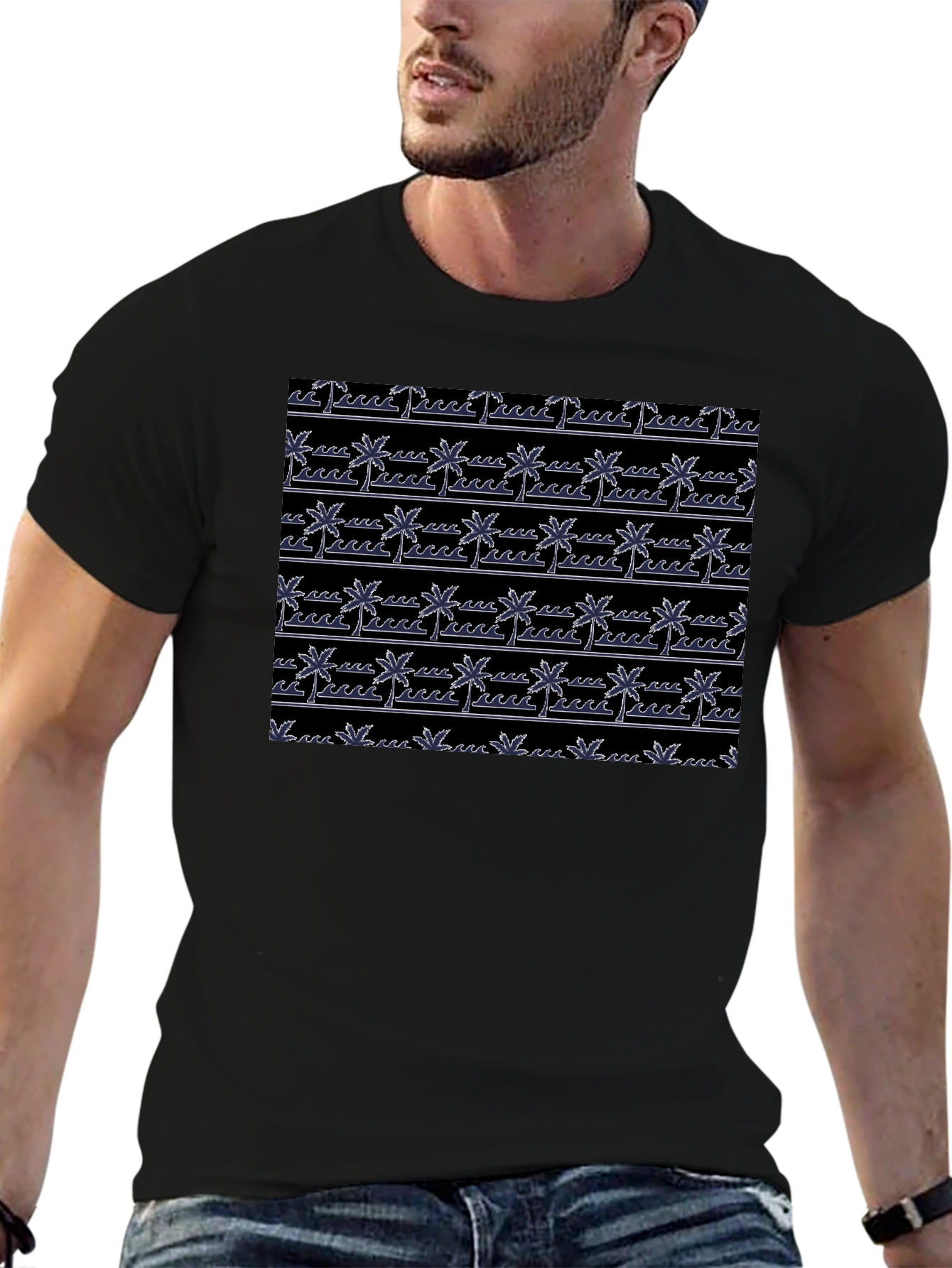Tropical Palm Tree Beach Pattern T-Shirt