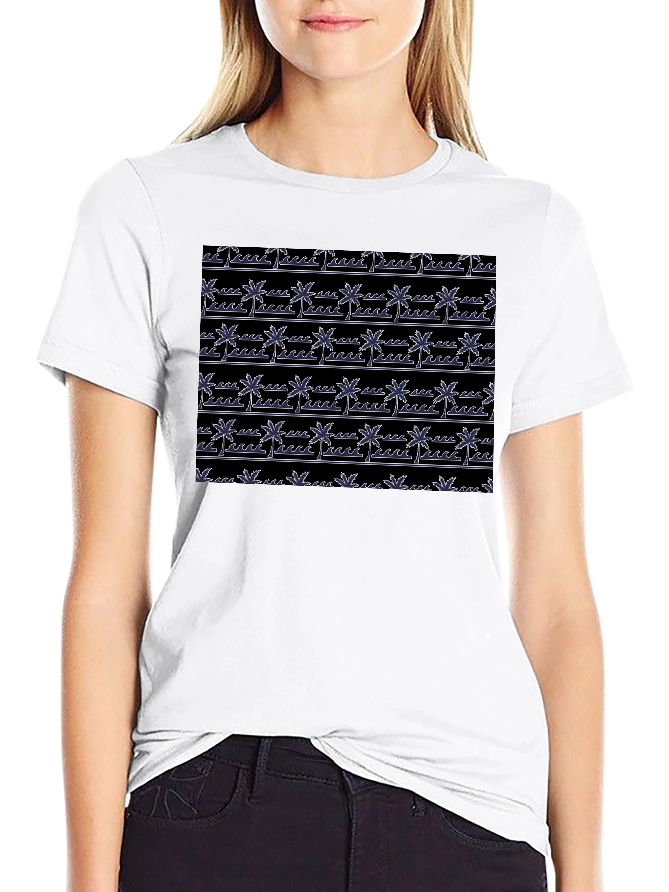 Tropical Palm Tree Beach Pattern T-Shirt