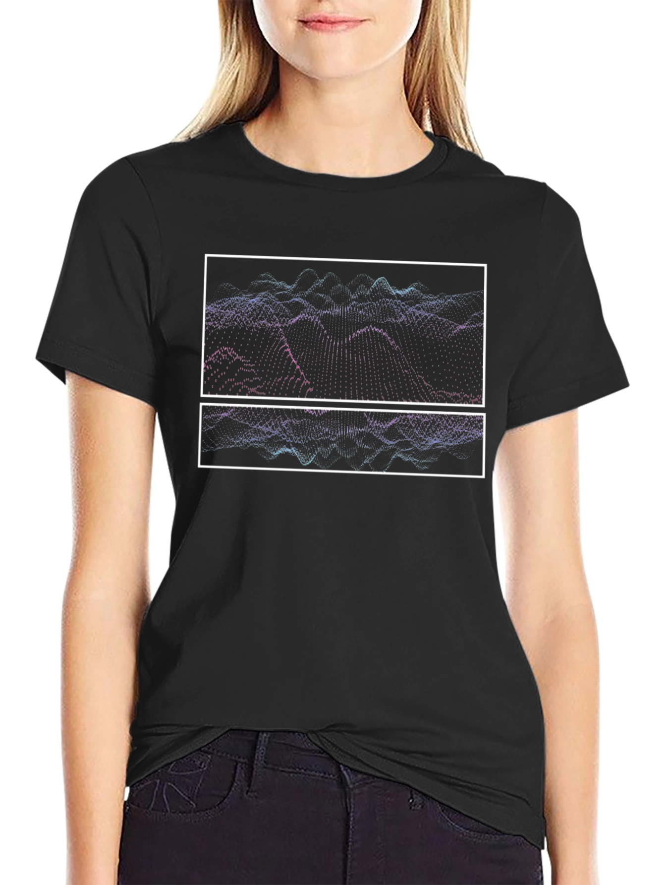 Abstract Waveform Graphic Tee - Black