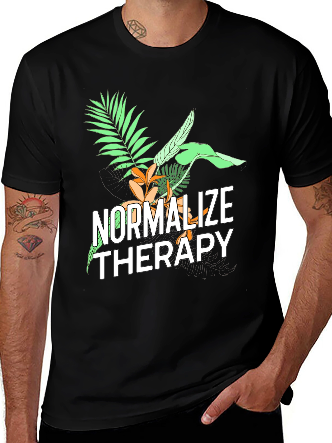 Normalize Therapy Graphic Tee - Black Unisex T-Shirt