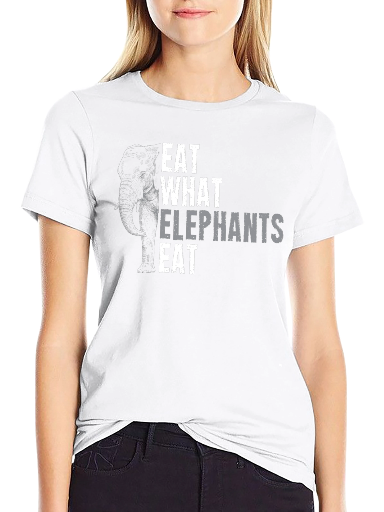 Eat What Elephants Eat Black T-Shirt