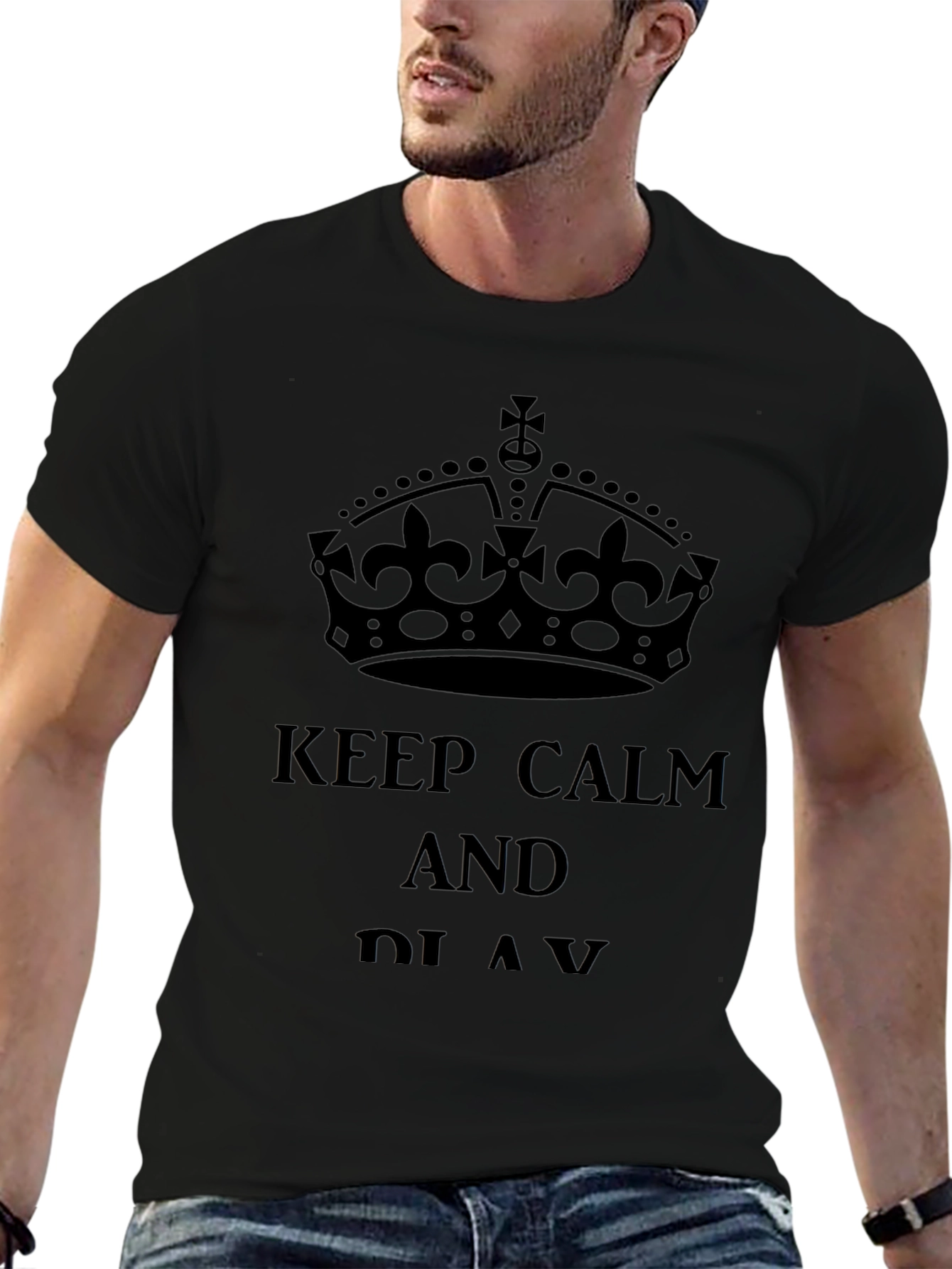 Keep Calm Graphic Print Black T-Shirt