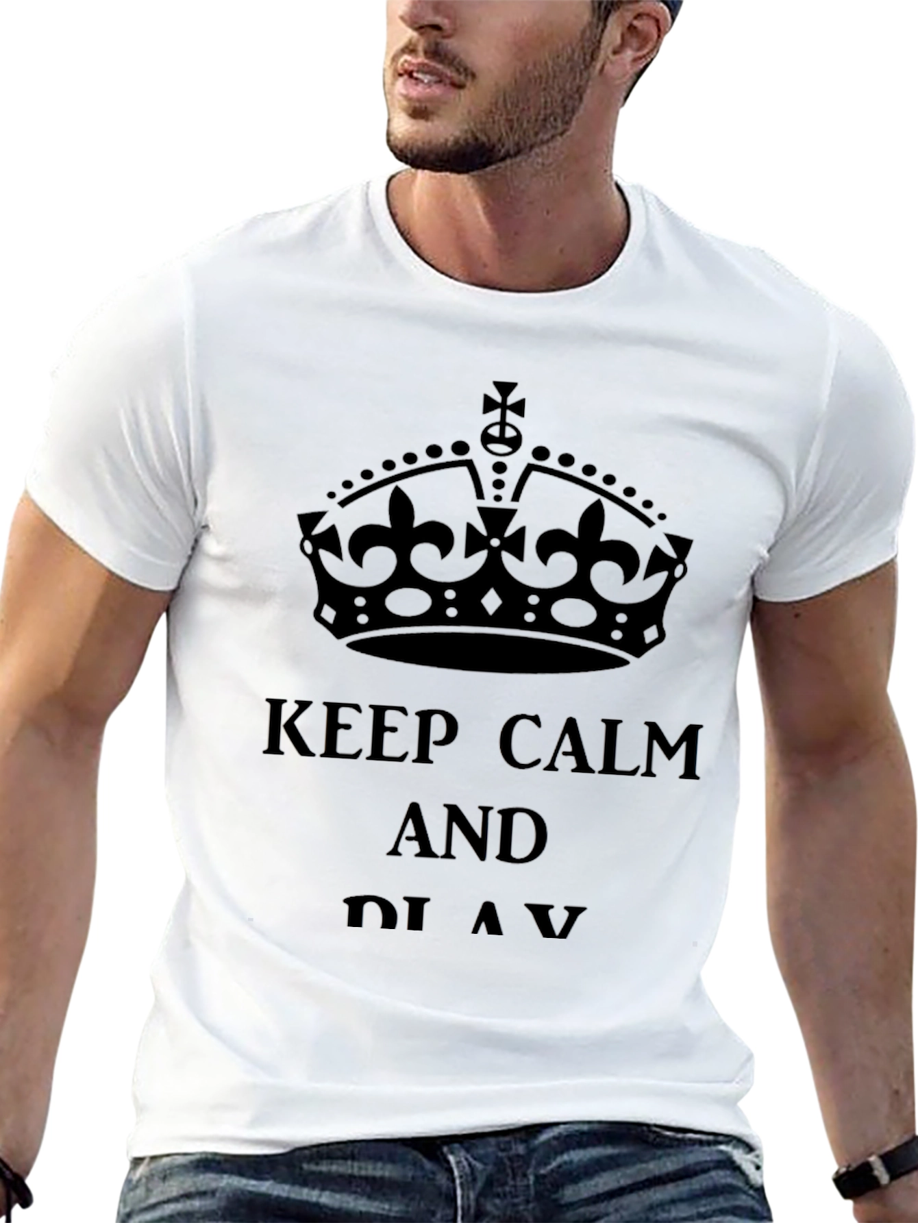 Keep Calm Graphic Print Black T-Shirt