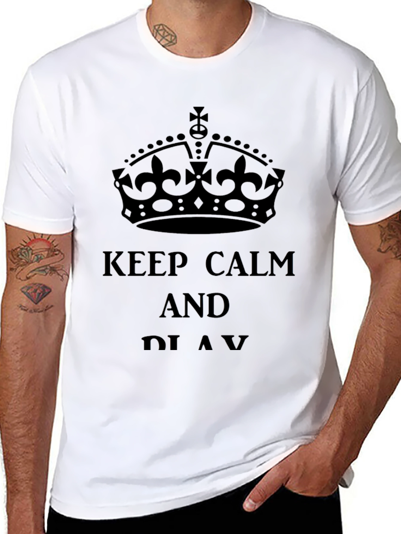 Keep Calm Graphic Print Black T-Shirt
