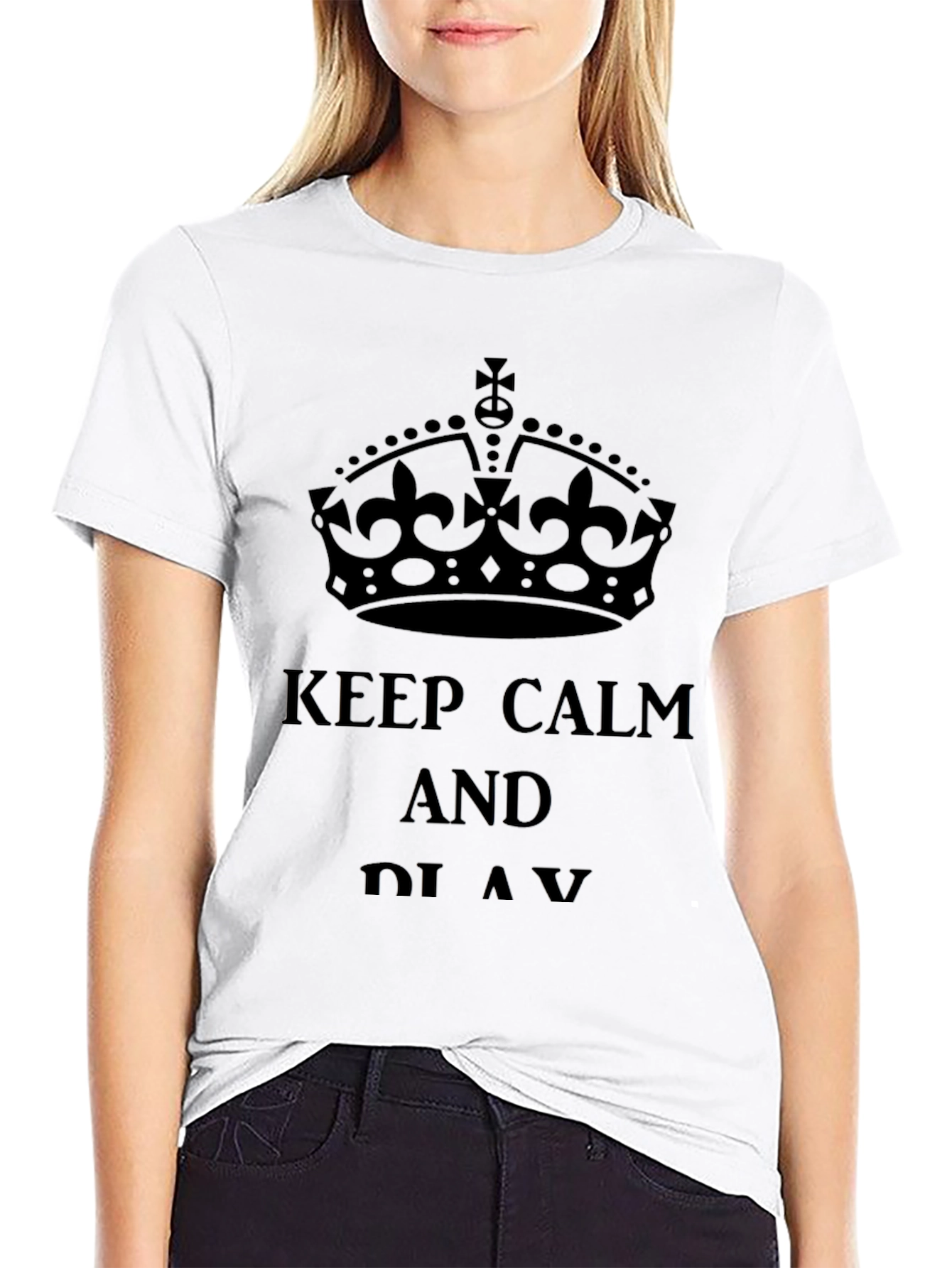 Keep Calm Graphic Print Black T-Shirt