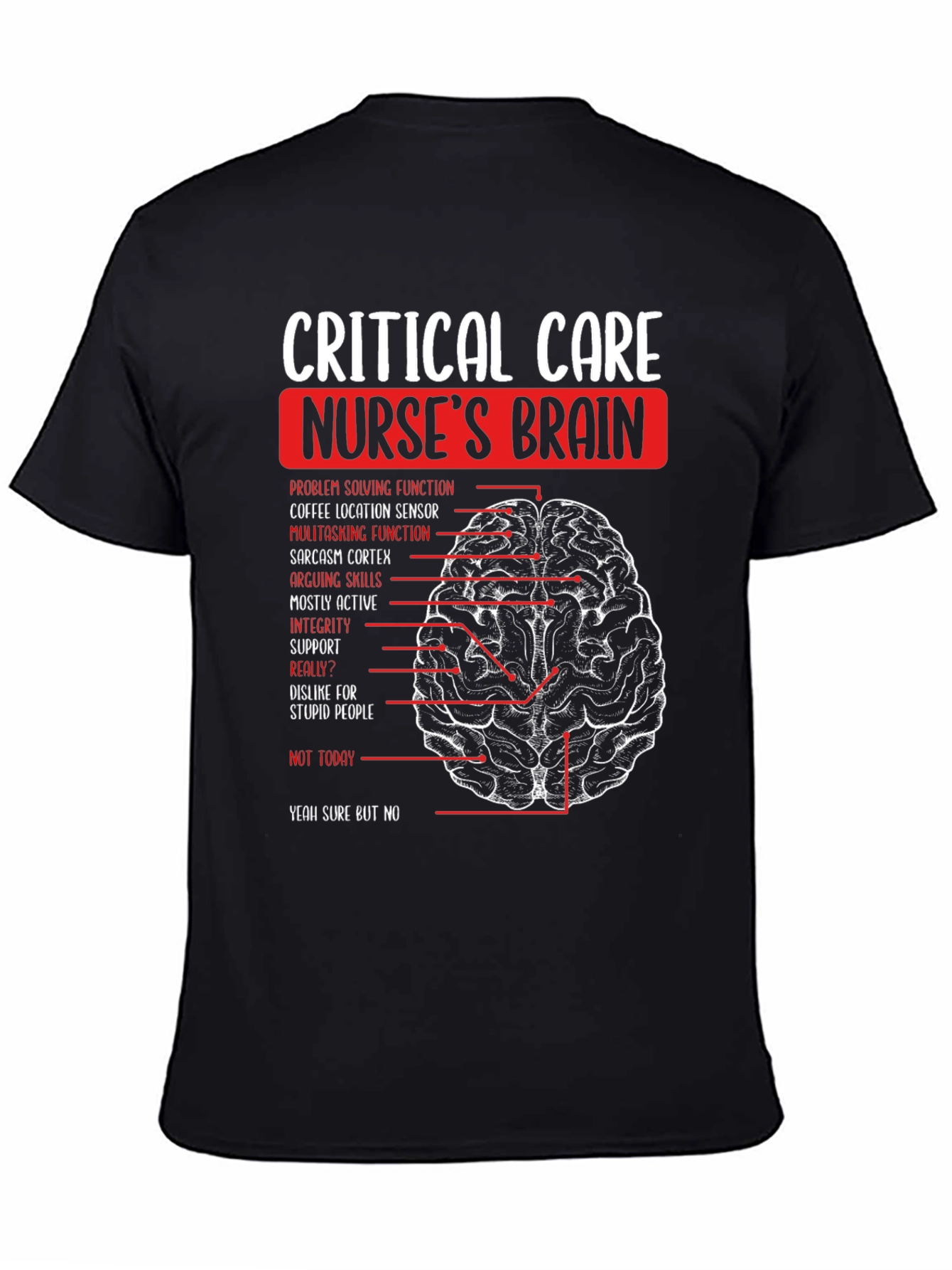 Critical Care Nurse Brain T-Shirt