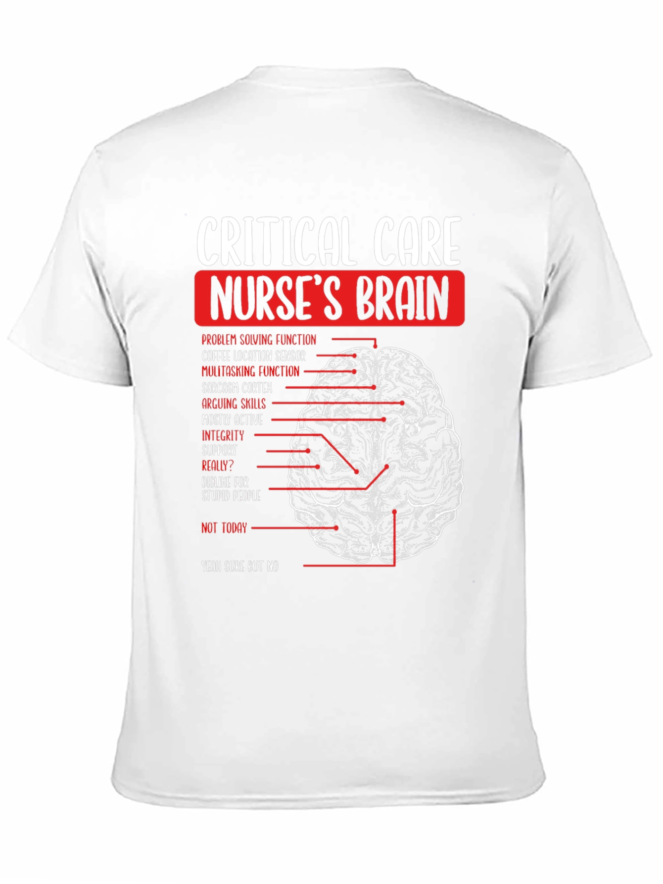 Critical Care Nurse Brain T-Shirt