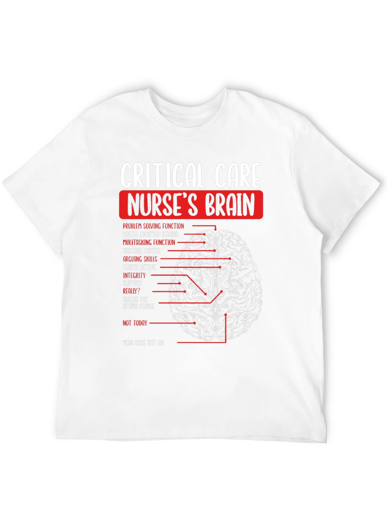 Critical Care Nurse Brain T-Shirt