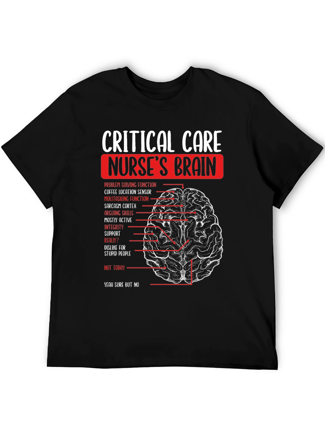 Critical Care Nurse Brain T-Shirt
