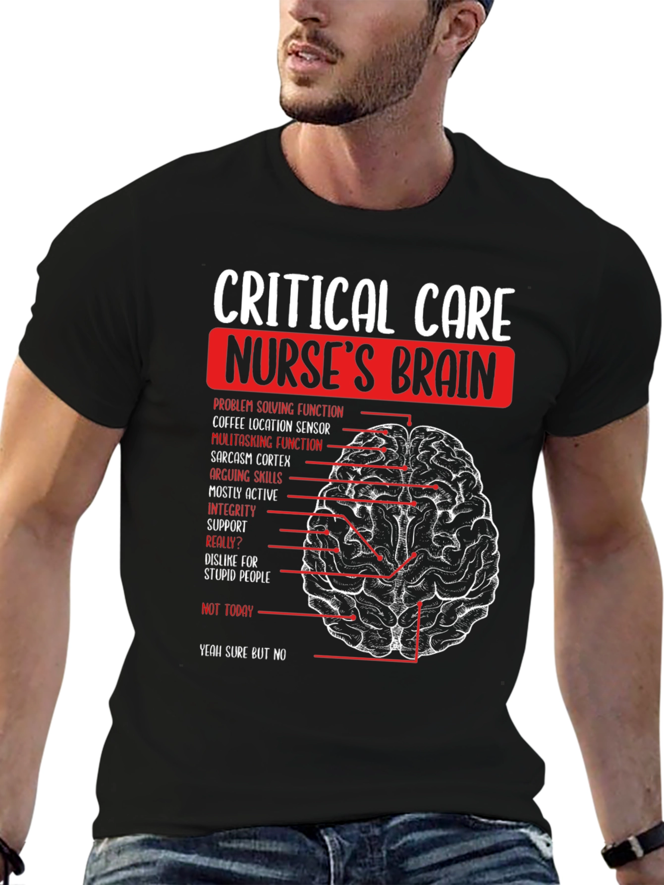 Critical Care Nurse Brain T-Shirt