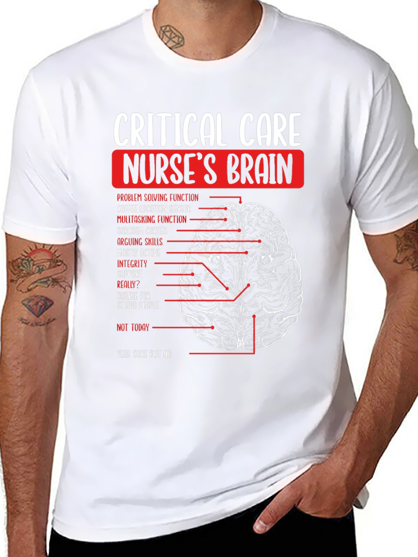 Critical Care Nurse Brain T-Shirt
