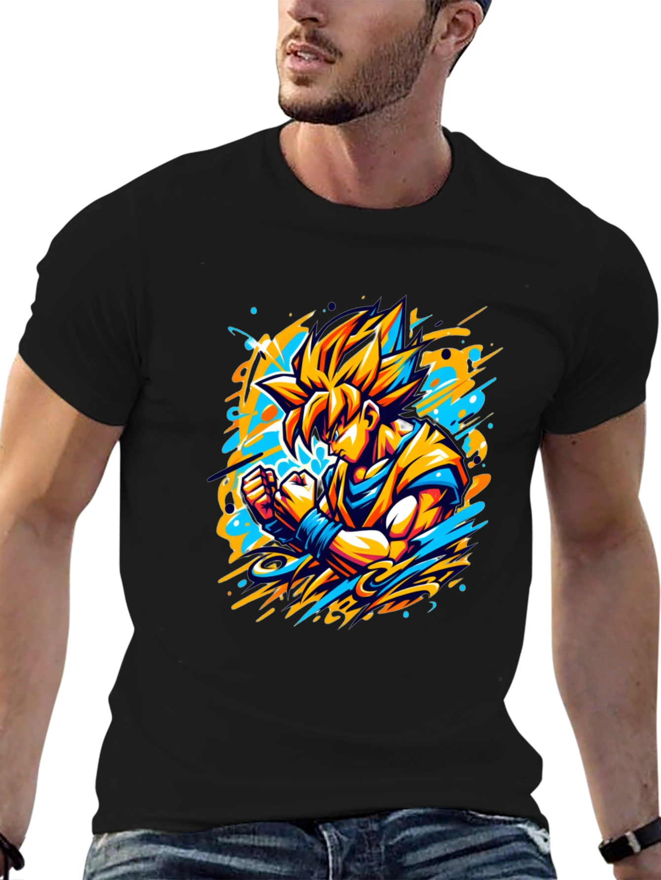Goku Super Saiyan Anime Graphic Black T-Shirt