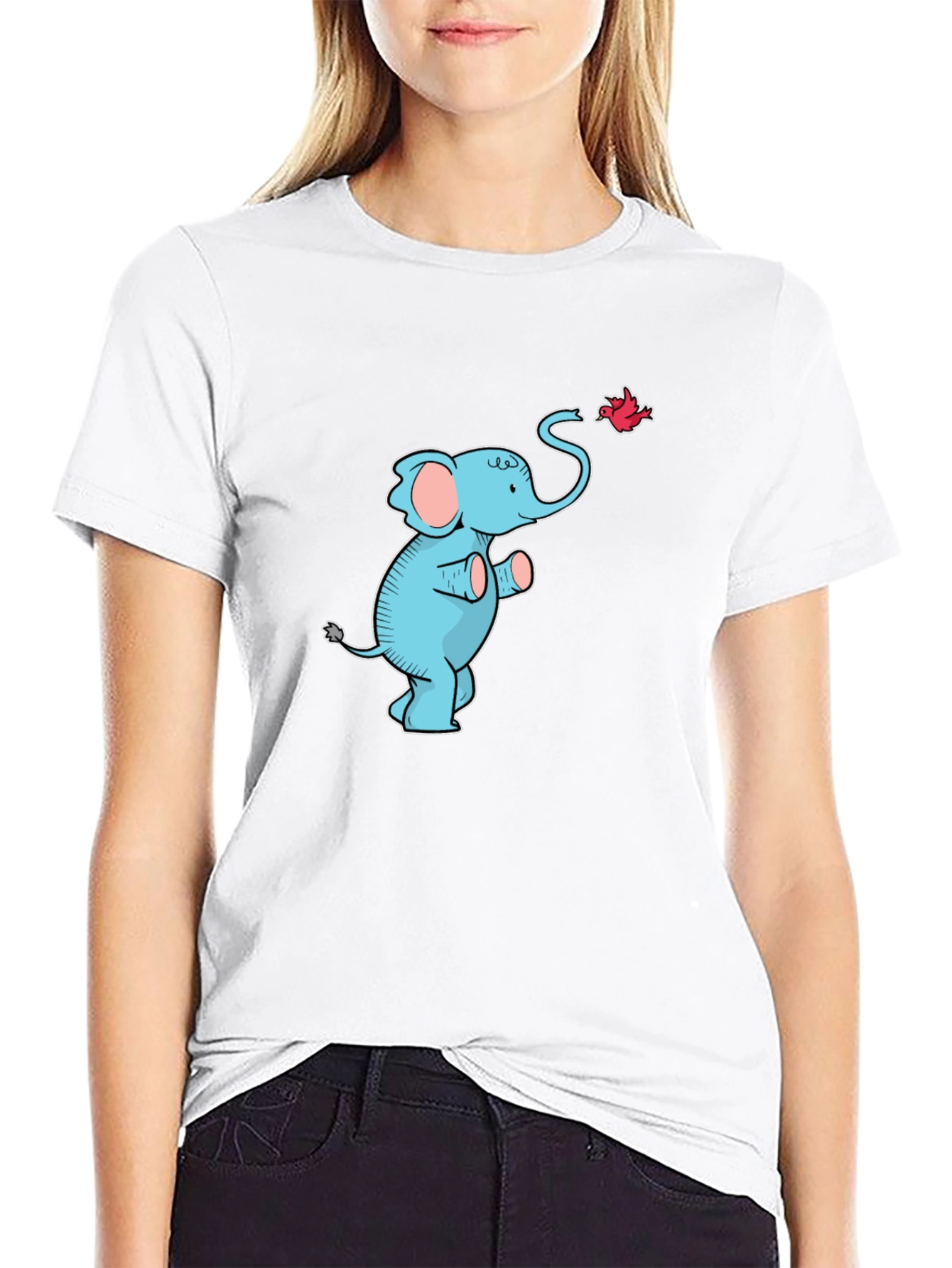 Elephant & Bird Graphic Tee - Black
