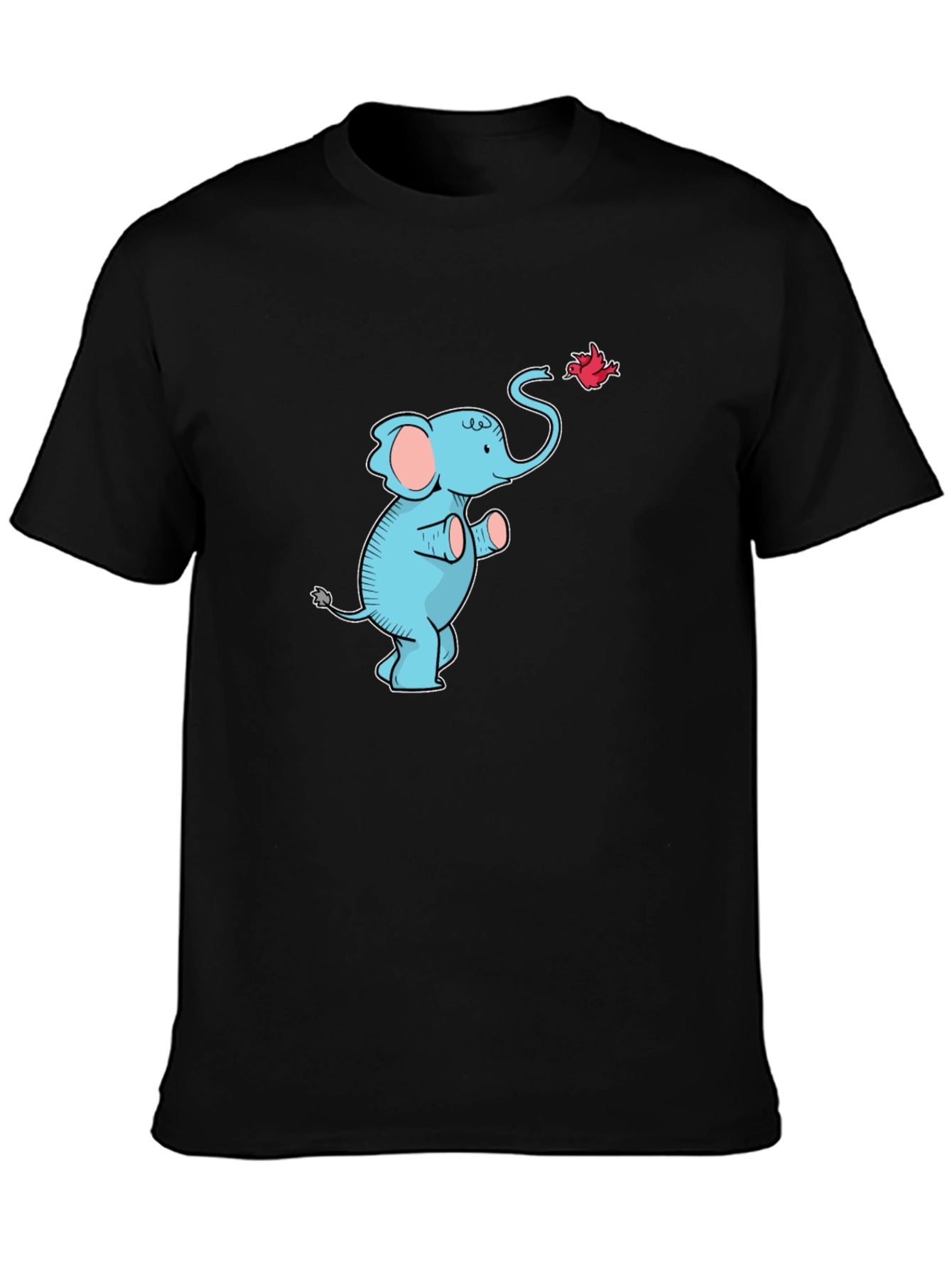 Elephant & Bird Graphic Tee - Black