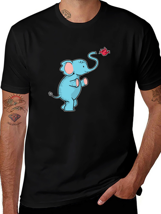 Elephant & Bird Graphic Tee - Black