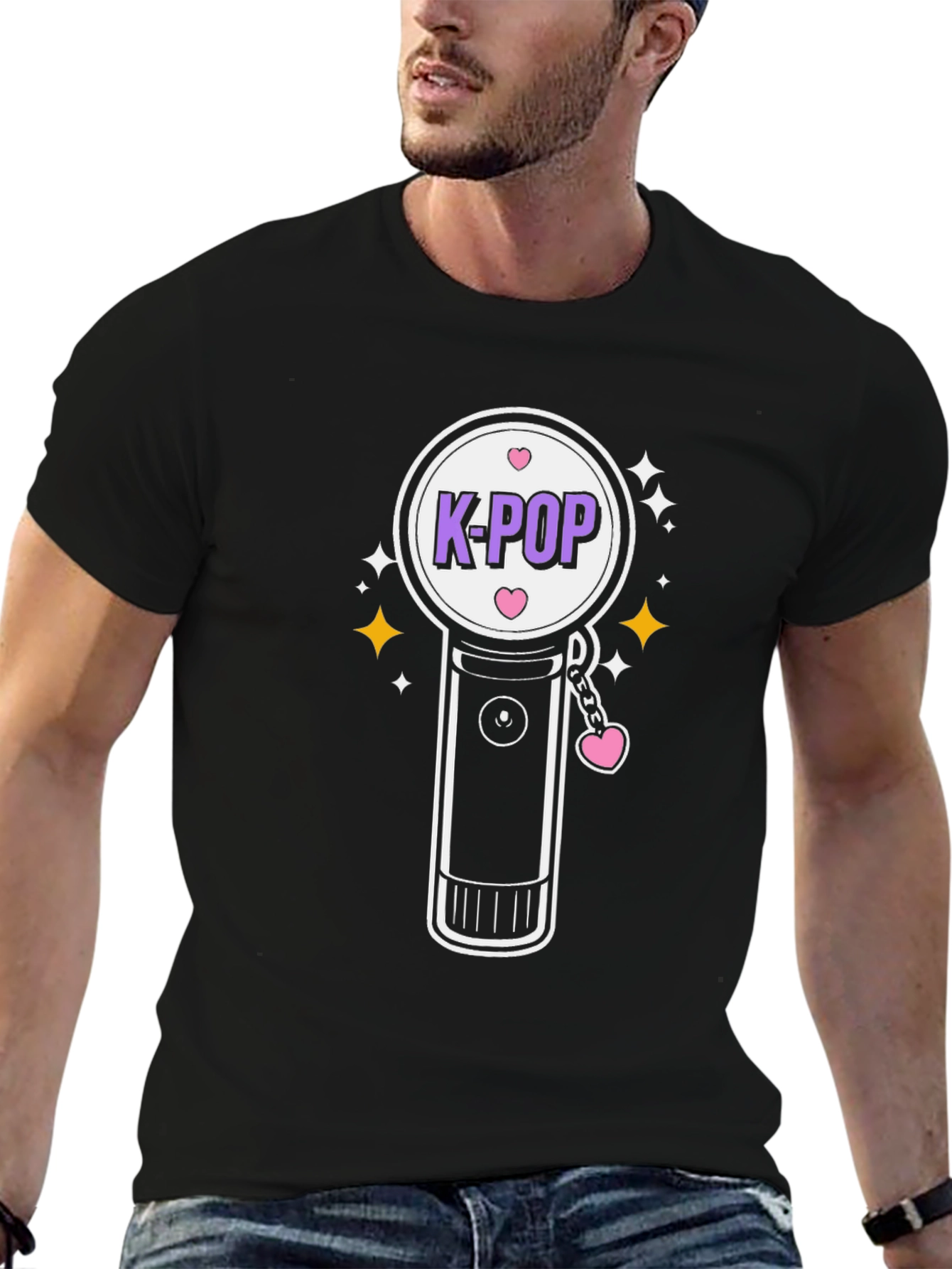 K-POP Light Stick Graphic Tee - Black