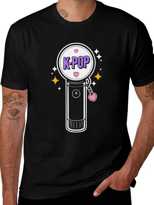 K-POP Light Stick Graphic Tee - Black