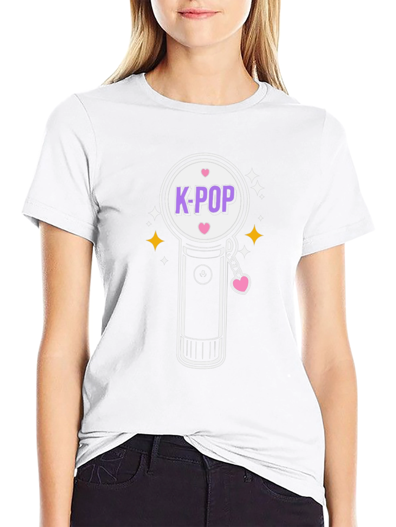 K-POP Light Stick Graphic Tee - Black