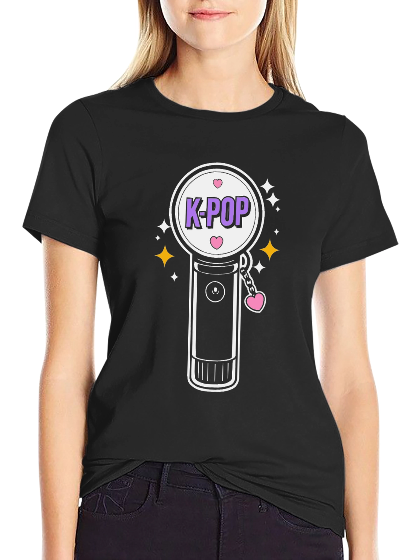 K-POP Light Stick Graphic Tee - Black