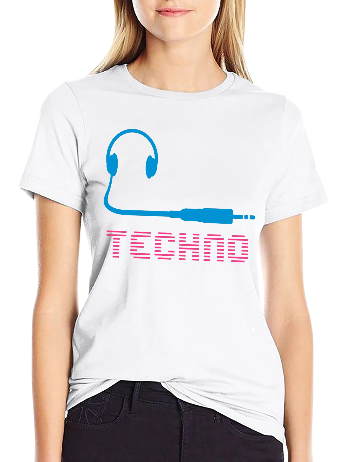 Techno Music T-Shirt - Headphones and Audio Jack Design