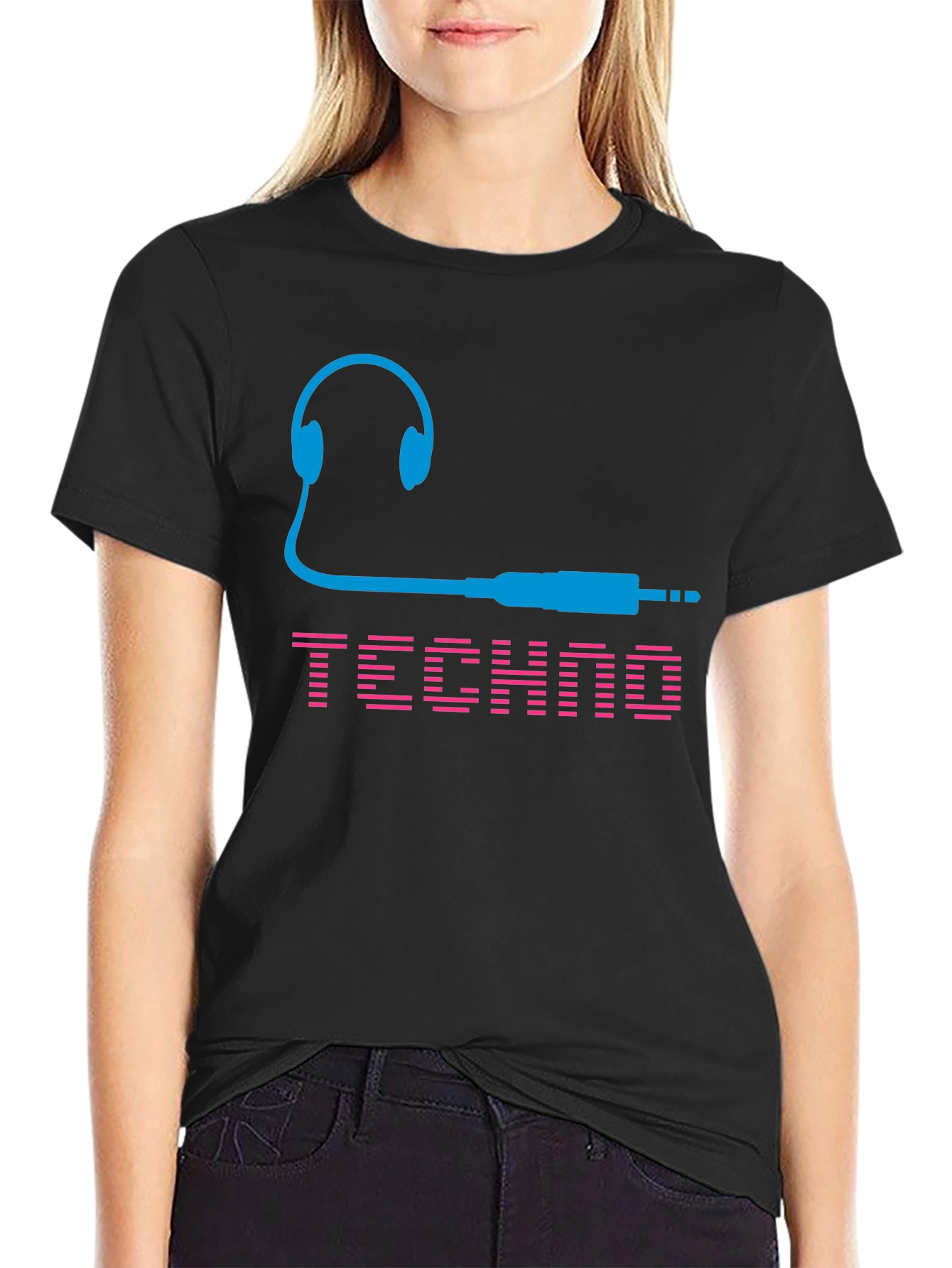 Techno Music T-Shirt - Headphones and Audio Jack Design