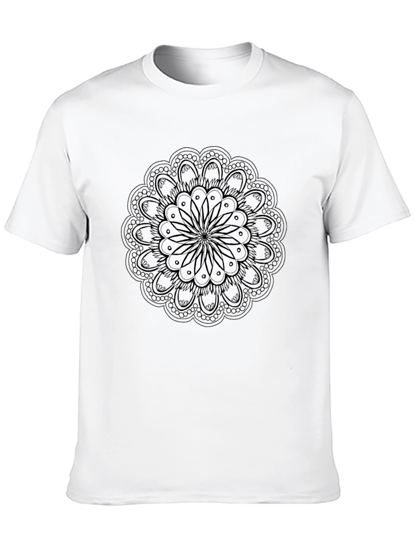 Mandala Print Mens Black T-Shirt