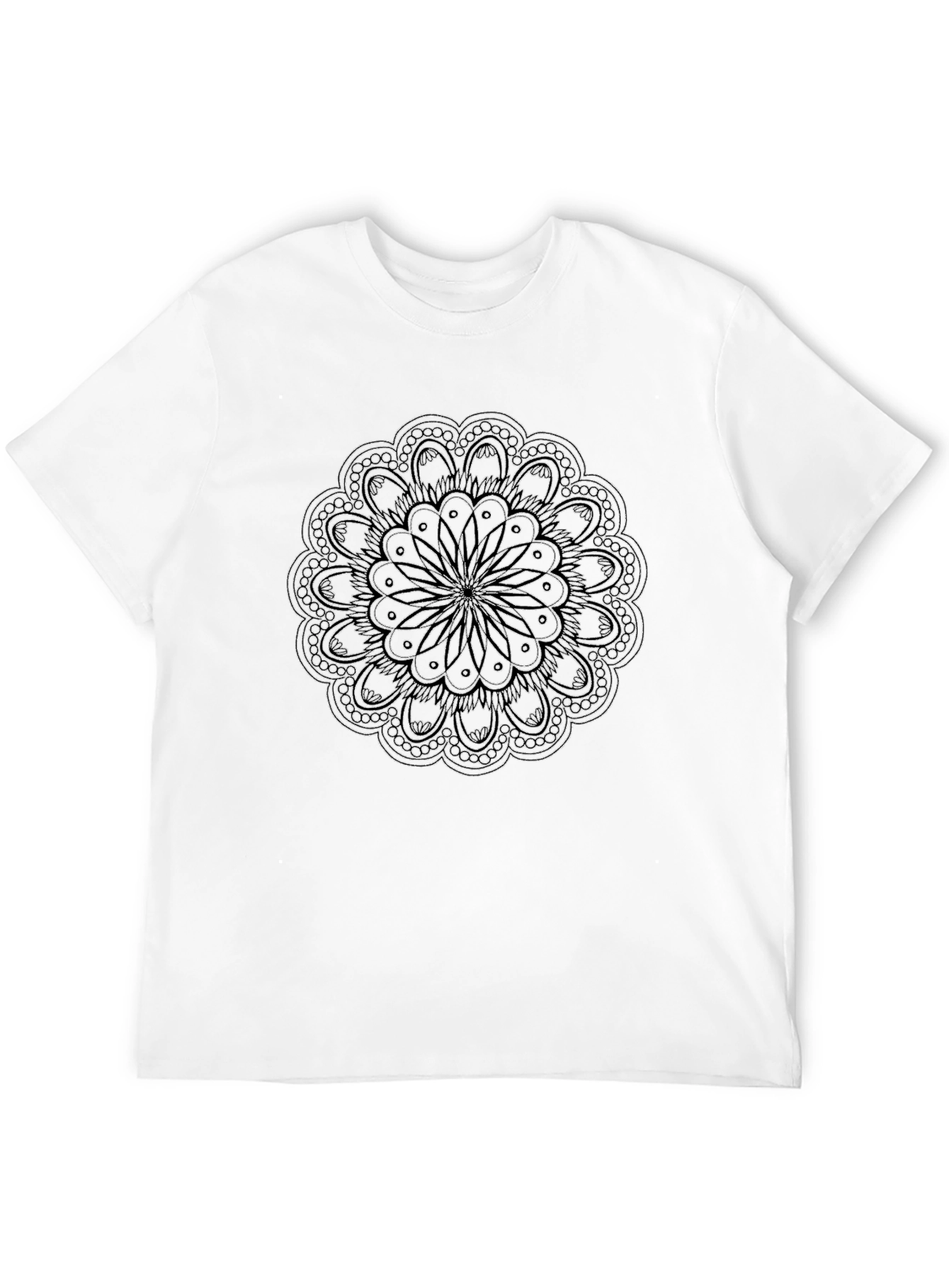 Mandala Print Mens Black T-Shirt