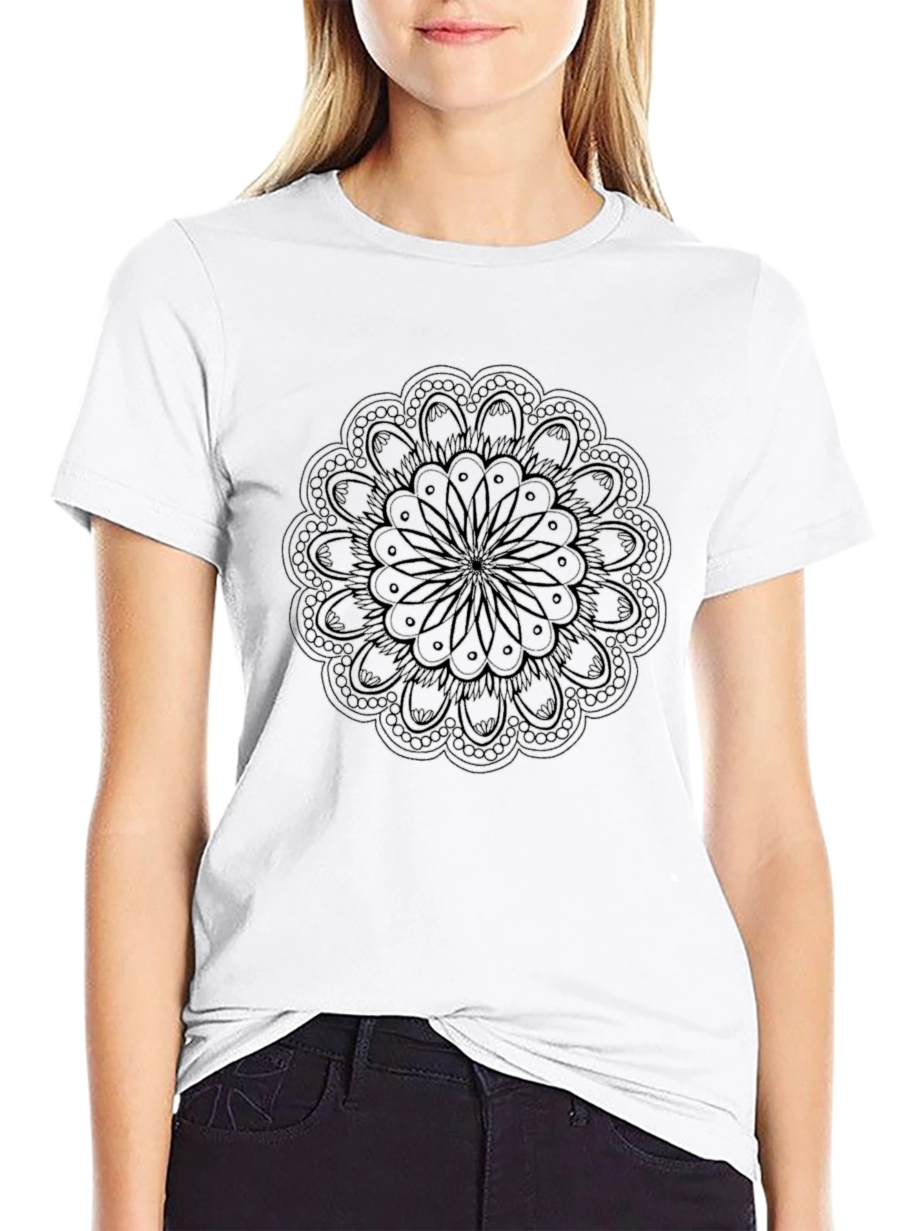 Mandala Print Mens Black T-Shirt