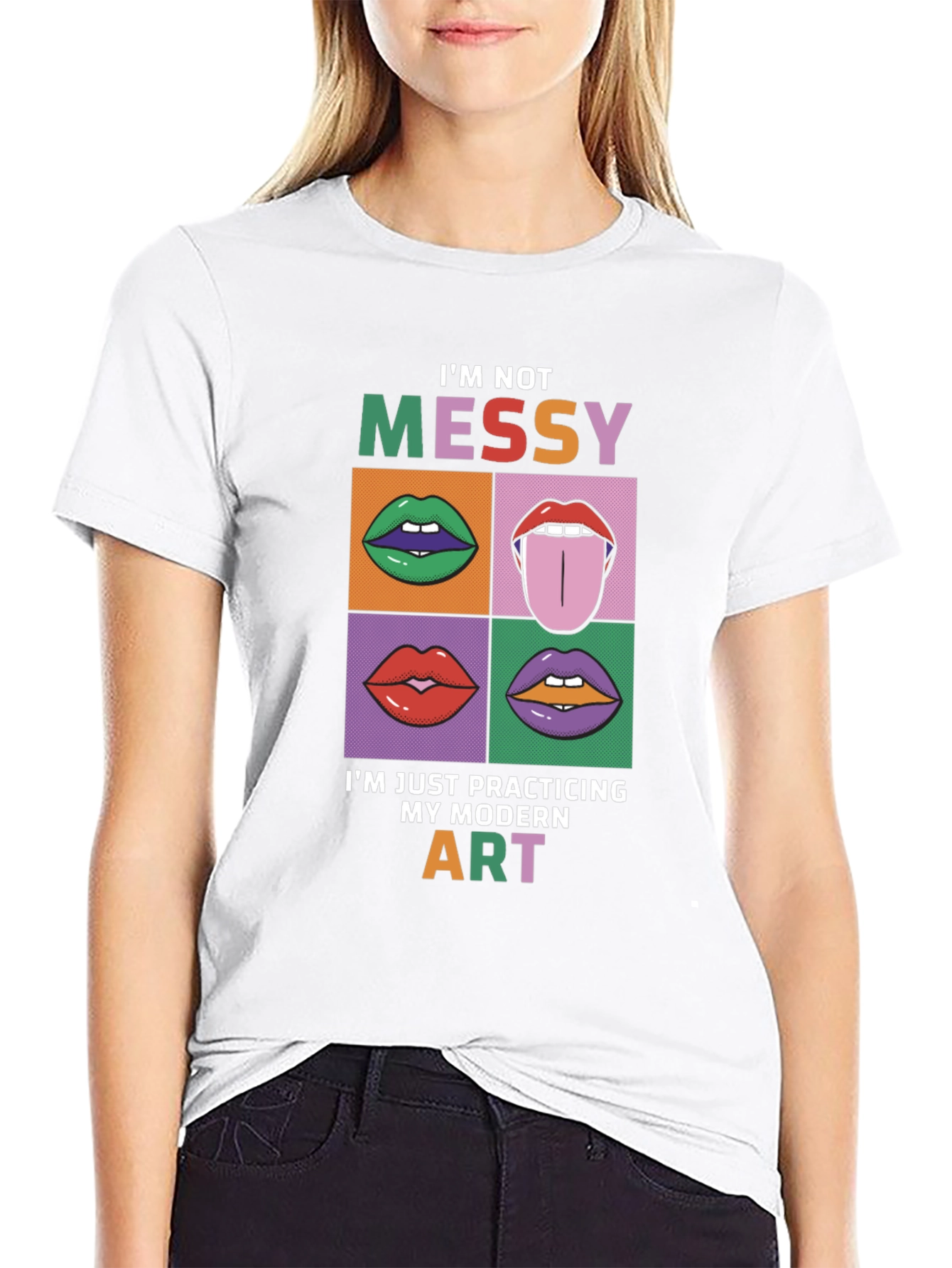 Modern Art Lips Graphic T-Shirt