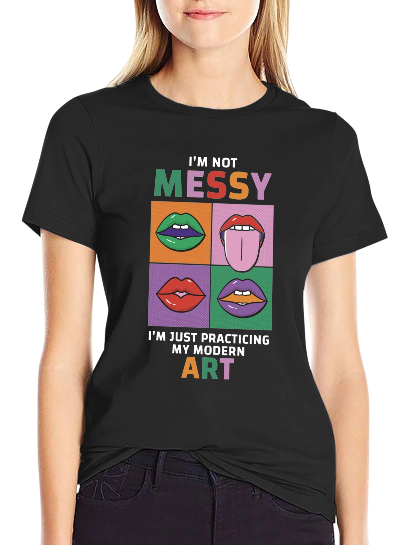 Modern Art Lips Graphic T-Shirt
