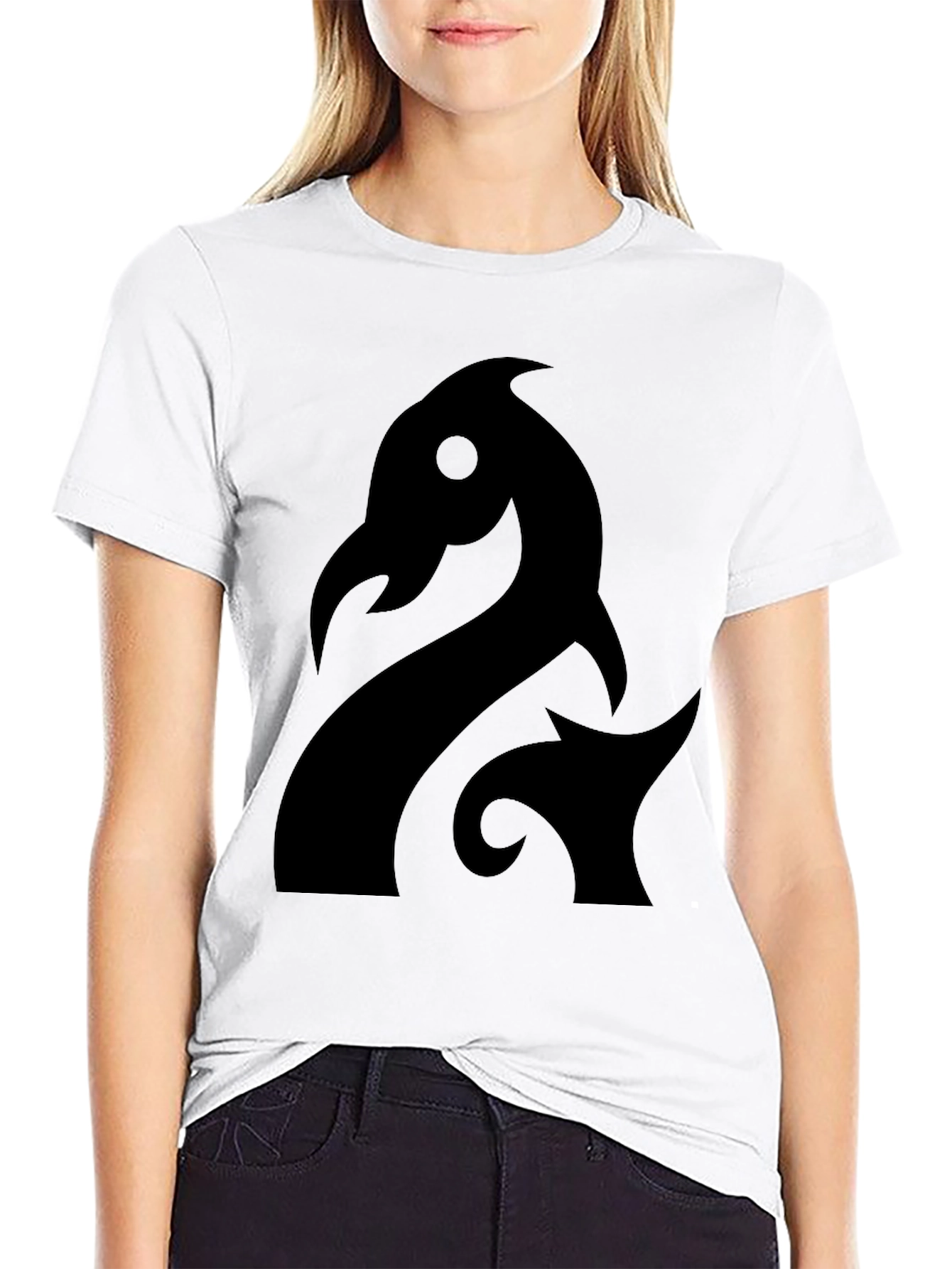 Stylized Dragon Graphic Black T-Shirt