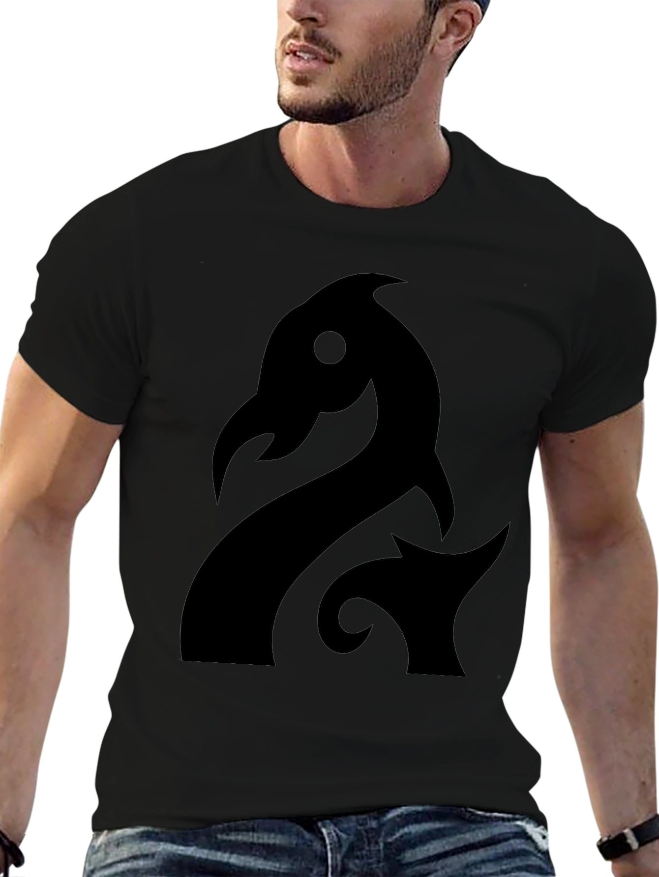 Stylized Dragon Graphic Black T-Shirt