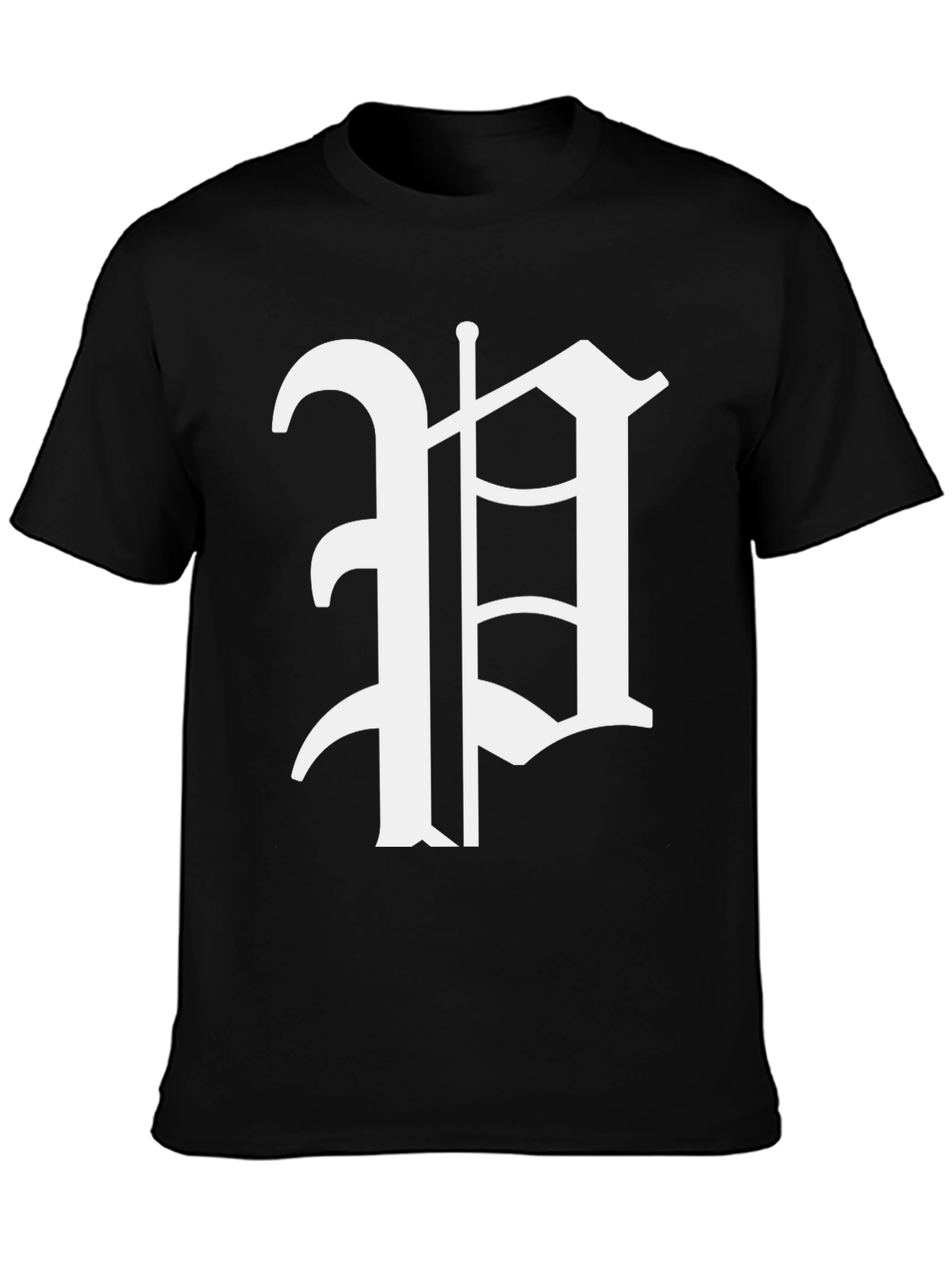 Black T-Shirt with White Gothic Letter