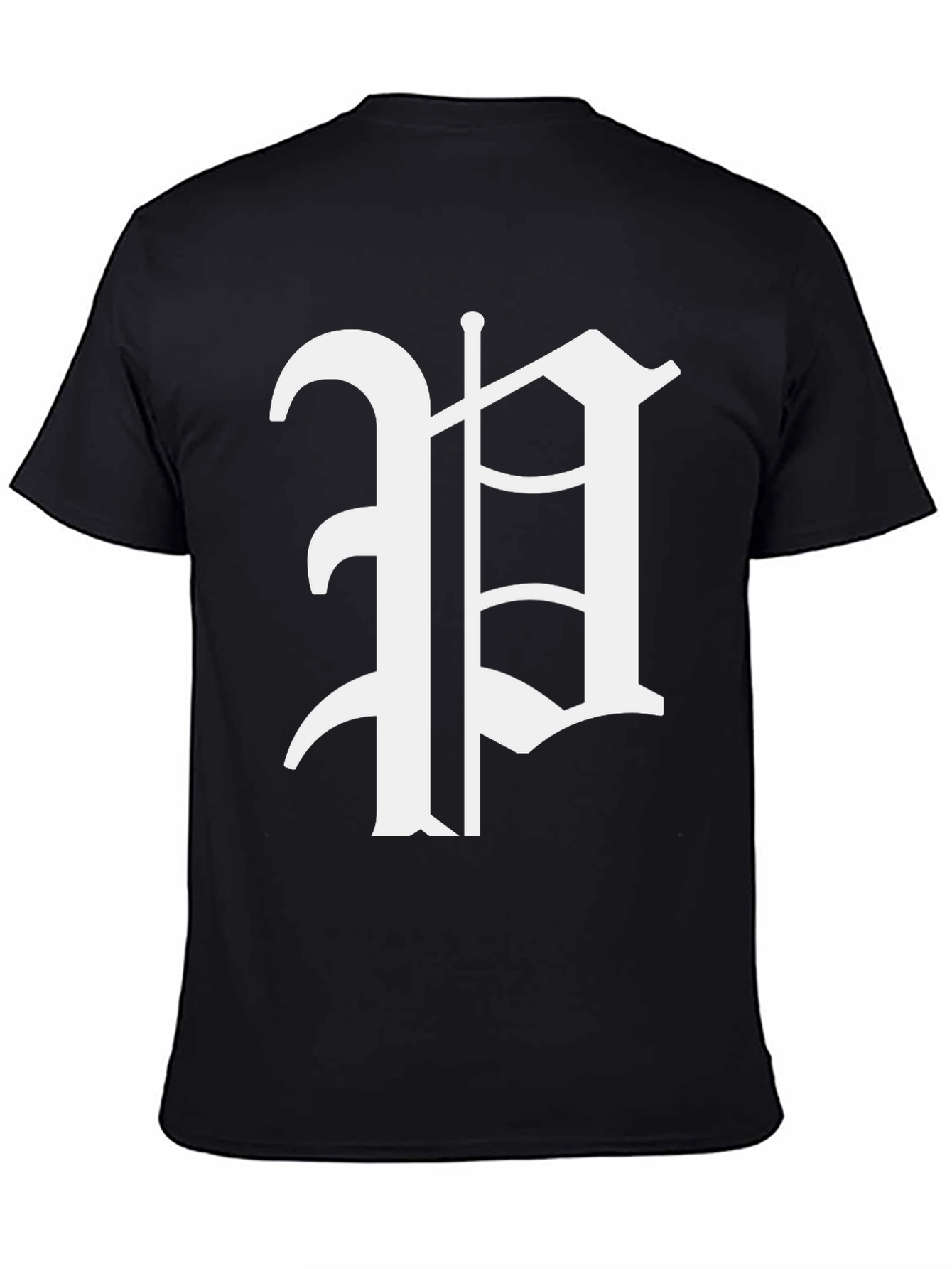 Black T-Shirt with White Gothic Letter