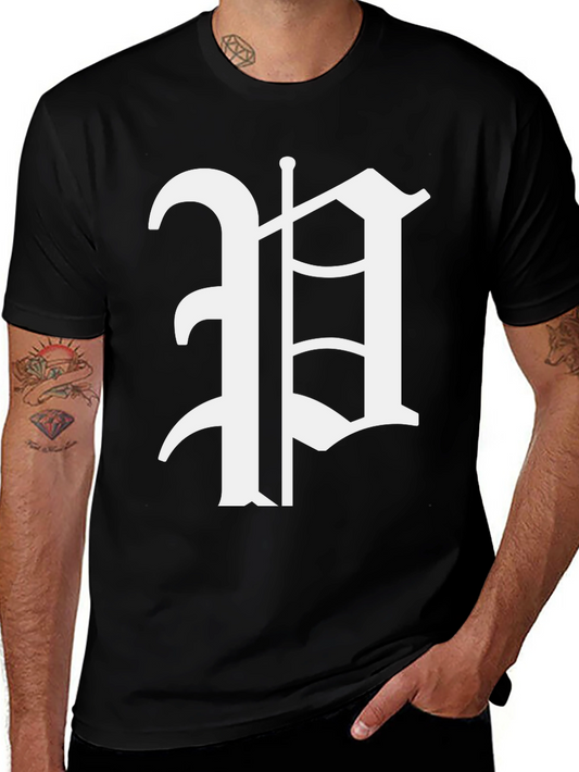 Black T-Shirt with White Gothic Letter