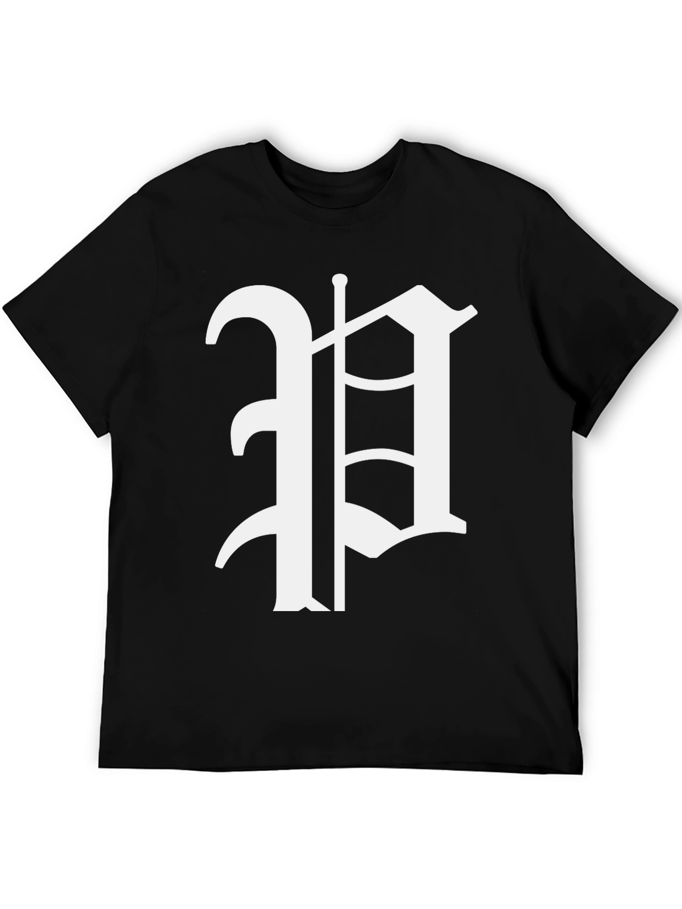 Black T-Shirt with White Gothic Letter