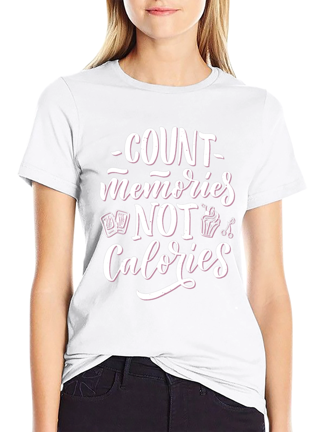 Count Memories Not Calories Black Graphic Tee